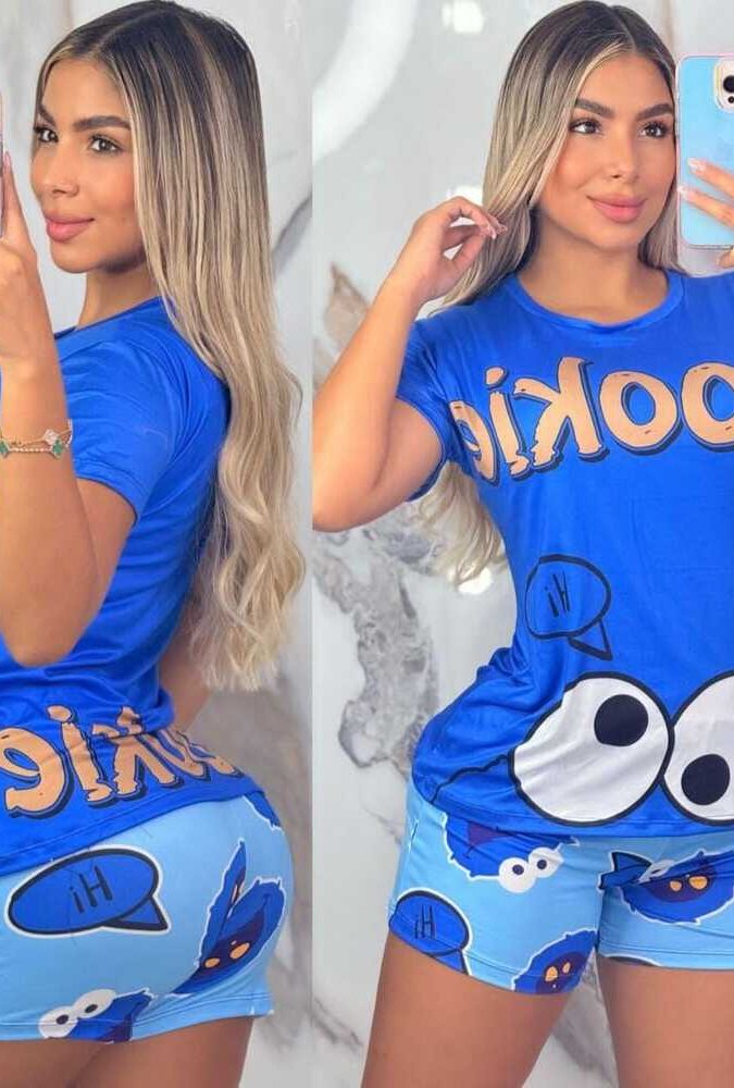 Pijama short y camiseta con estampado del comegalletas