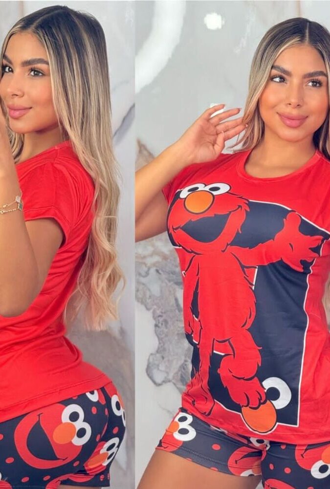 Pijama short y camiseta con estampado de Elmo