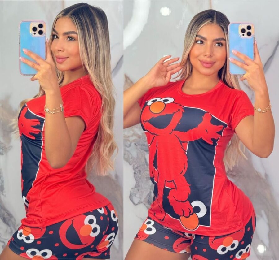 Pijama short y camiseta con estampado de Elmo