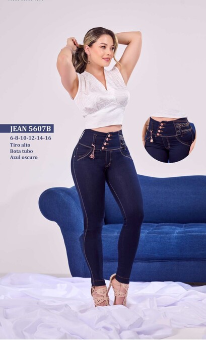 Jean apretado push up en tela de piel de durazno