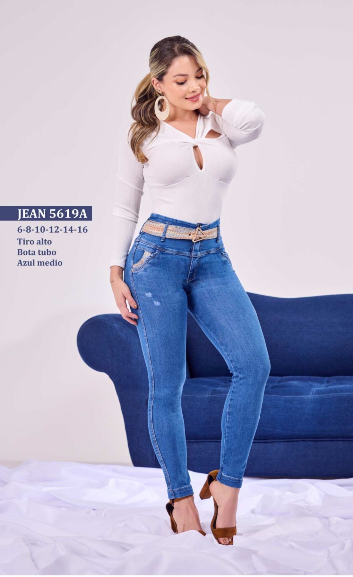 Jean skinny push up clasico en mezclilla para mujer