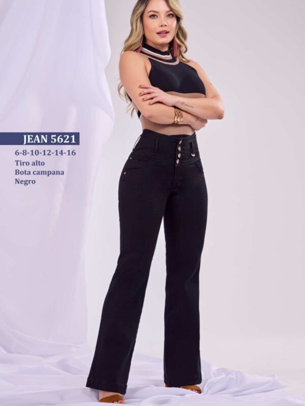 Jean bota campana push up para mujer elegante con tiro alto
