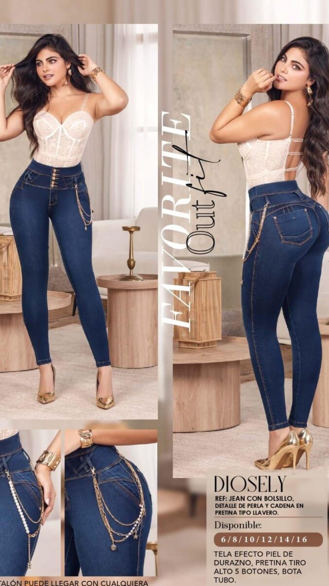 Jean skinny push up para mujer con cadena en la cintura