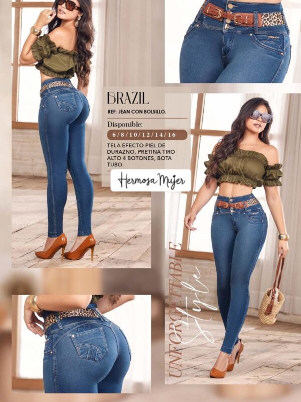 Jean skinny para mujer con tiro alto de 4 botones