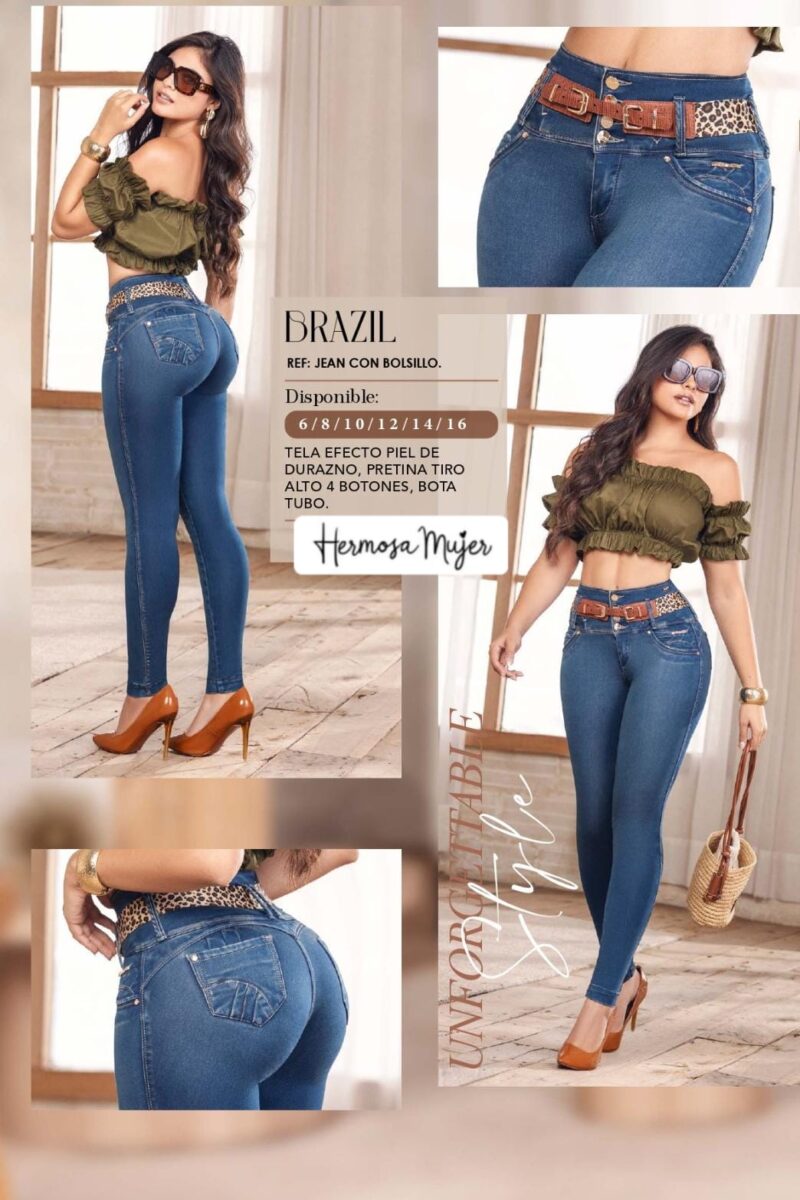 Jean skinny para mujer con tiro alto de 4 botones