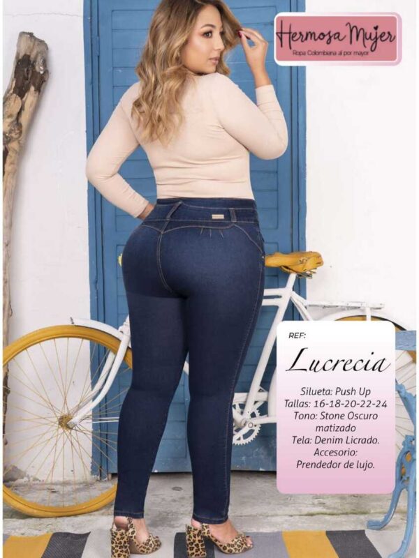 Jean push up con detalles en los bolsillos para mujer