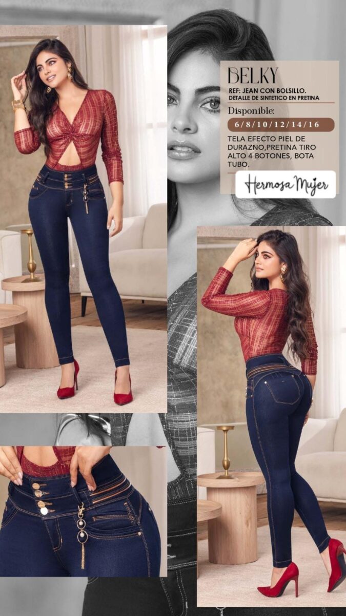 Jean push up para mujer bota tubo con bolsillos de cremallera