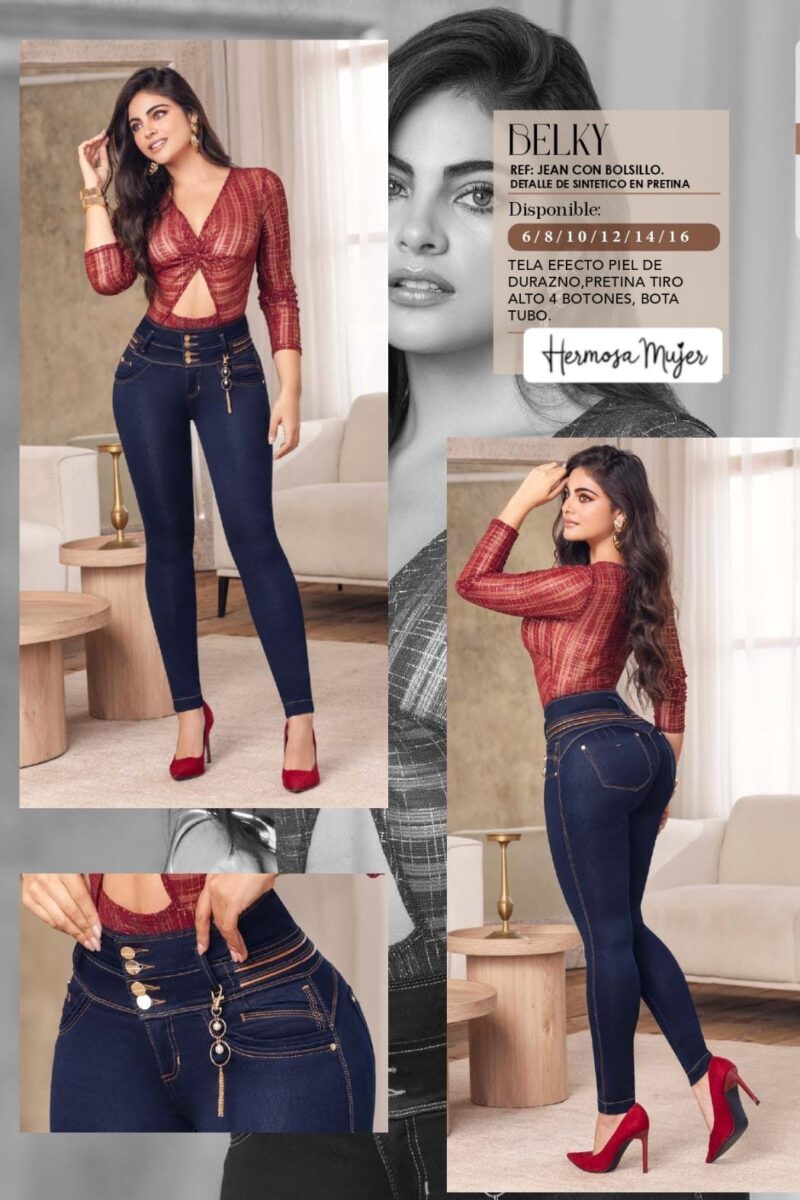 Jean push up para mujer bota tubo con bolsillos de cremallera