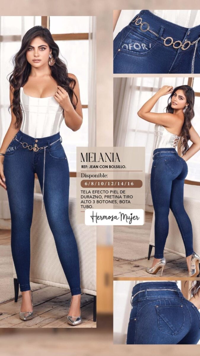 Jean push up para mujer bota tubo con accesorio y bolsillo