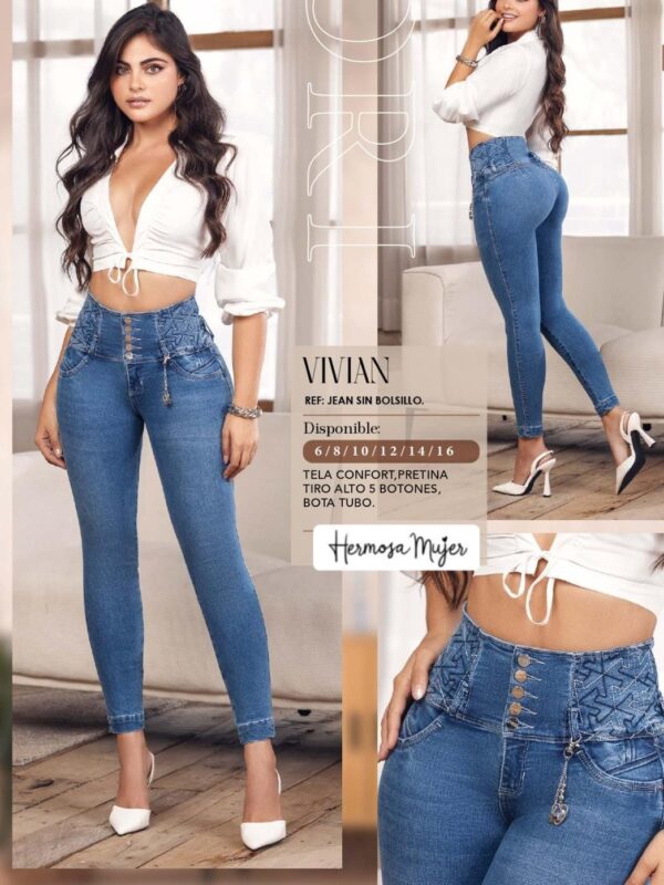 Jean para mujer skinny push up bota recogida con accesorio