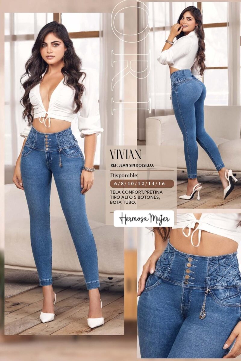 Jean para mujer skinny push up bota recogida con accesorio