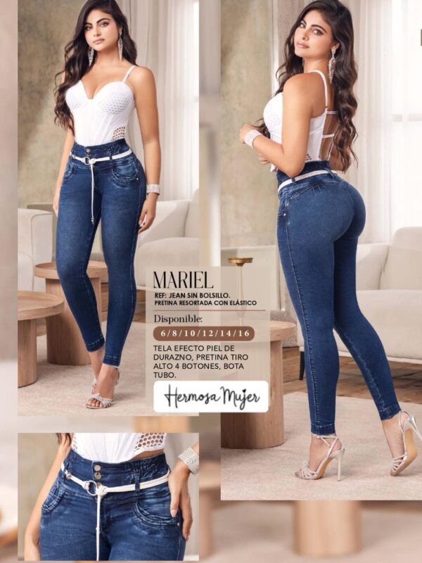 Jean para mujer skinny push up tiro alto sin bolsillos traseros