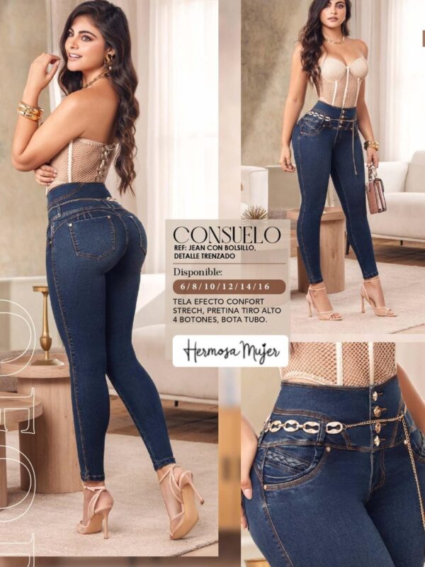 Jean skinny con pretina de tiro alto para mujer