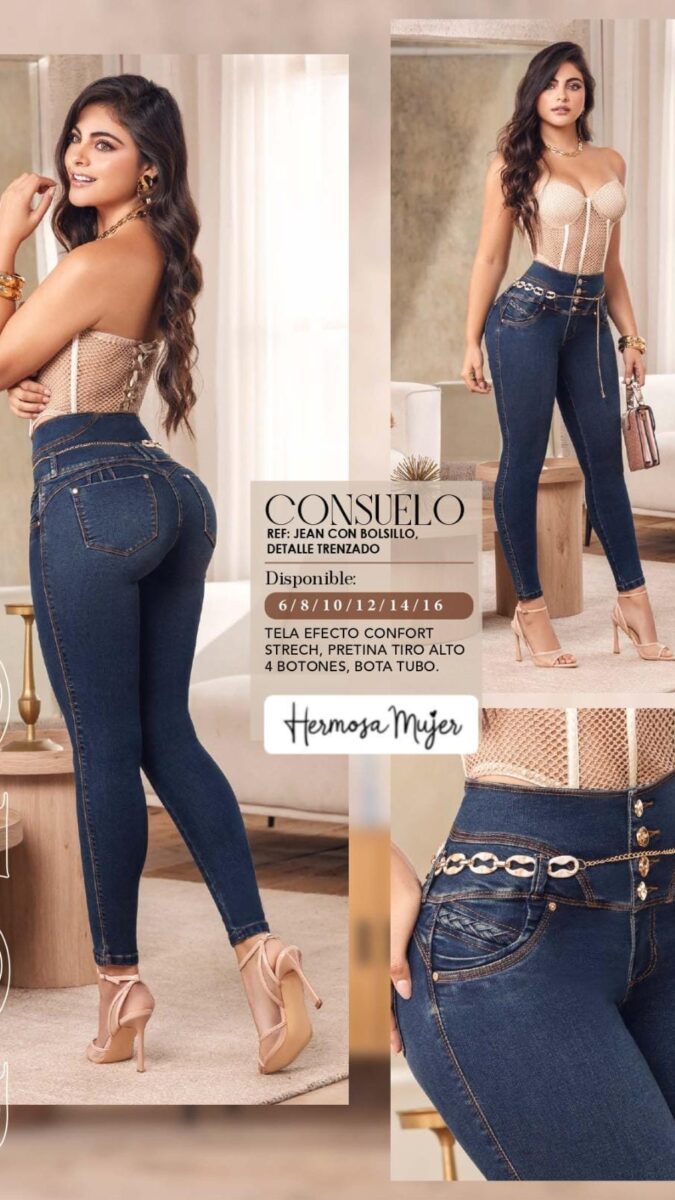 Jean skinny con pretina de tiro alto para mujer