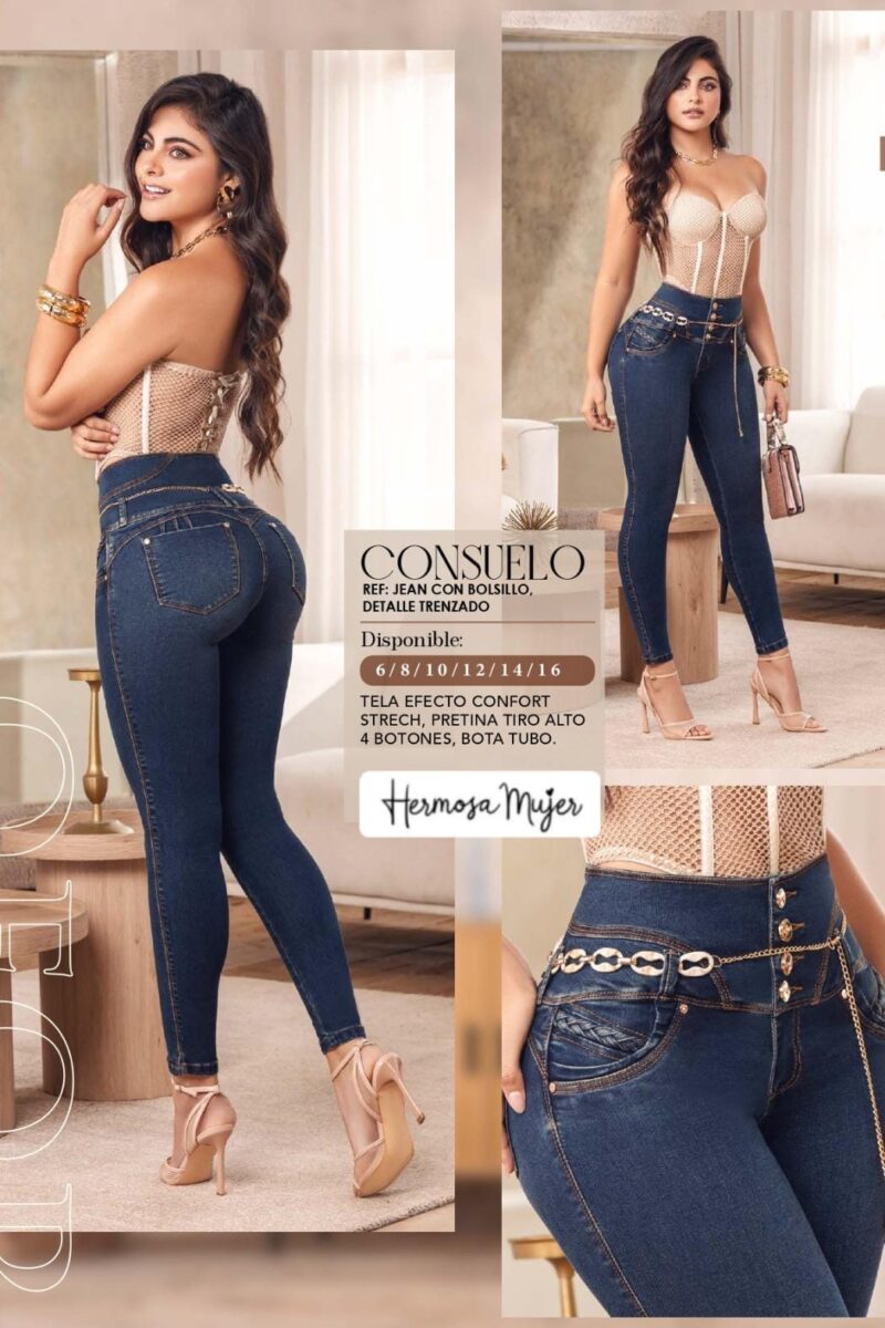 Jean skinny con pretina de tiro alto para mujer