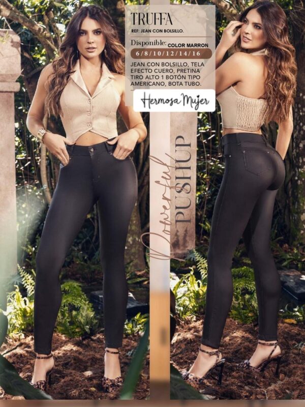 Pantalón skinny para mujer con efecto de cuero