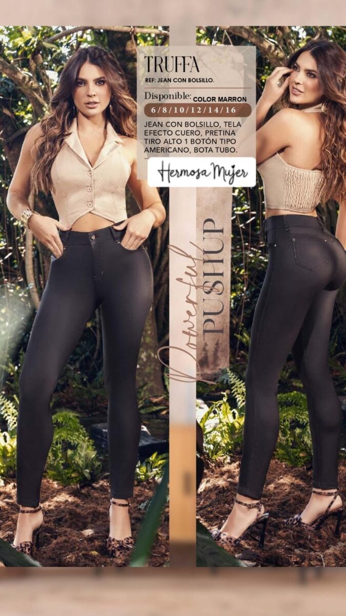 Pantalón skinny para mujer con efecto de cuero