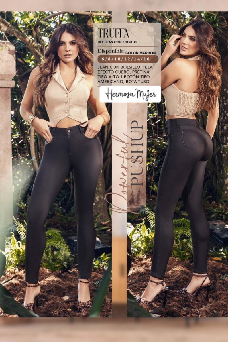 Pantalón skinny para mujer con efecto de cuero