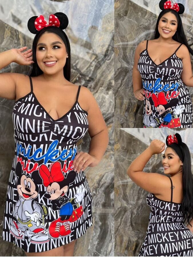 Camison de pijama pluss size para mujer de Mickey y Minnie