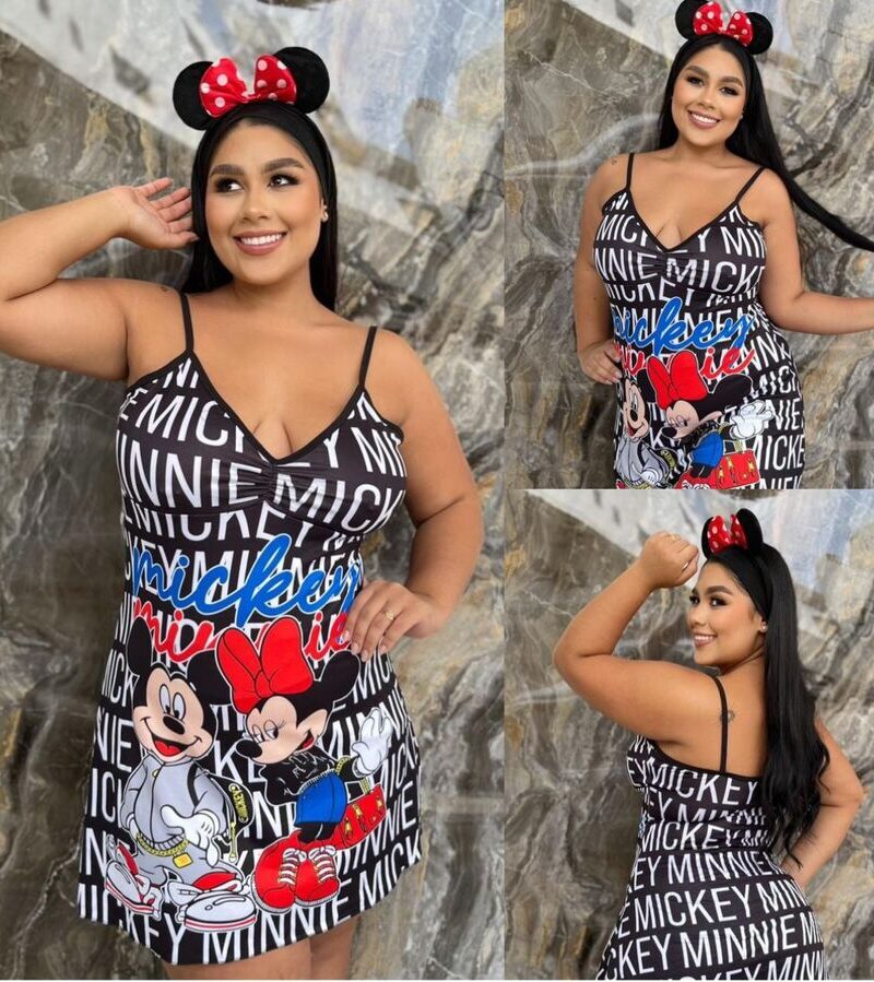 Camison de pijama pluss size para mujer de Mickey y Minnie