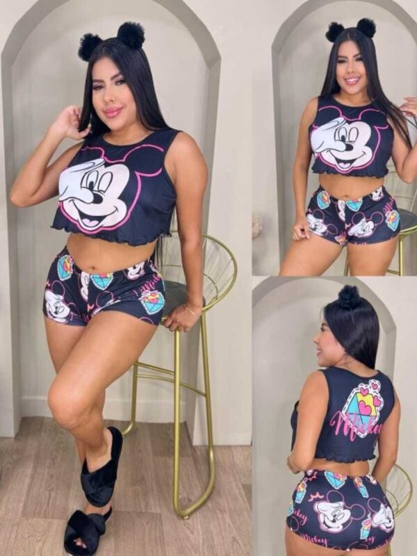 Pijama pluss size para mujer short y camisilla de Mickey Mouse
