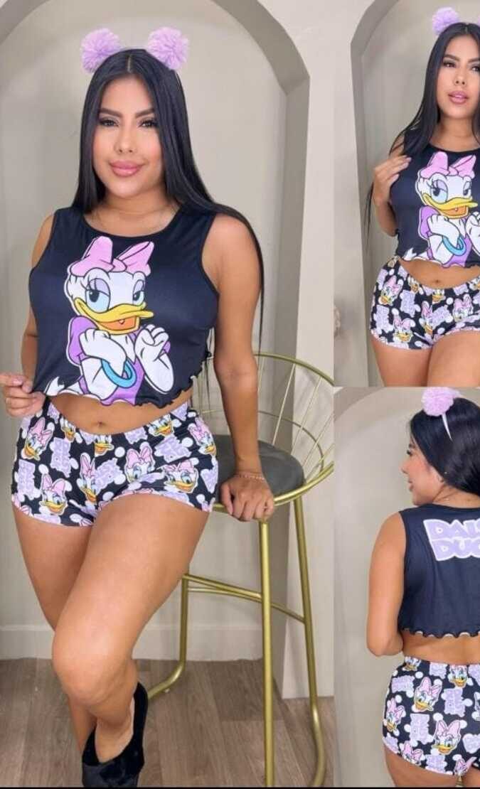 Pijama pluss size para mujer short y camisilla de la pata Daisy