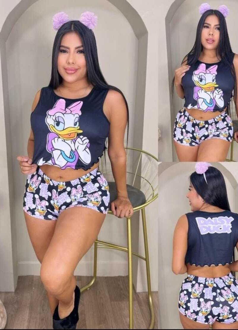 Pijama pluss size para mujer short y camisilla de la pata Daisy