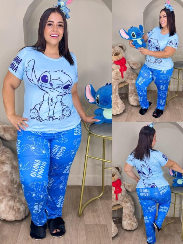 Pijama pluss size para mujer camiseta pantalon de Stitch