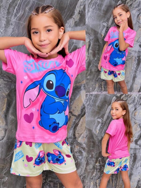 Pijama para niña short y camiseta de Stitch