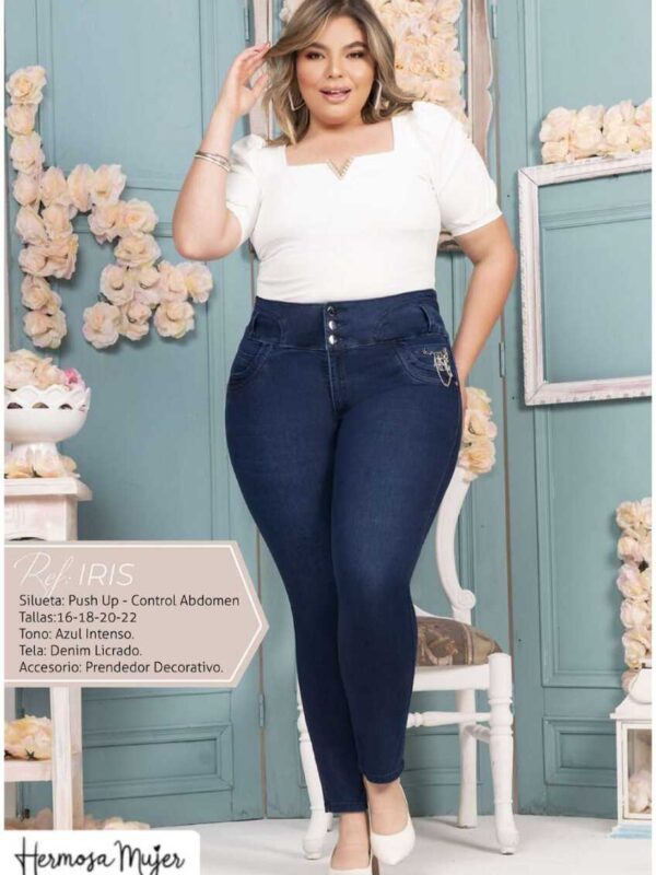 Jean push up bota tubo con prendedor para mujer