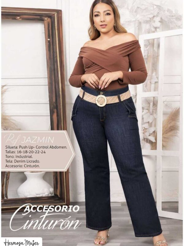 Jean Plus Size Bota Tubo con Cinturon