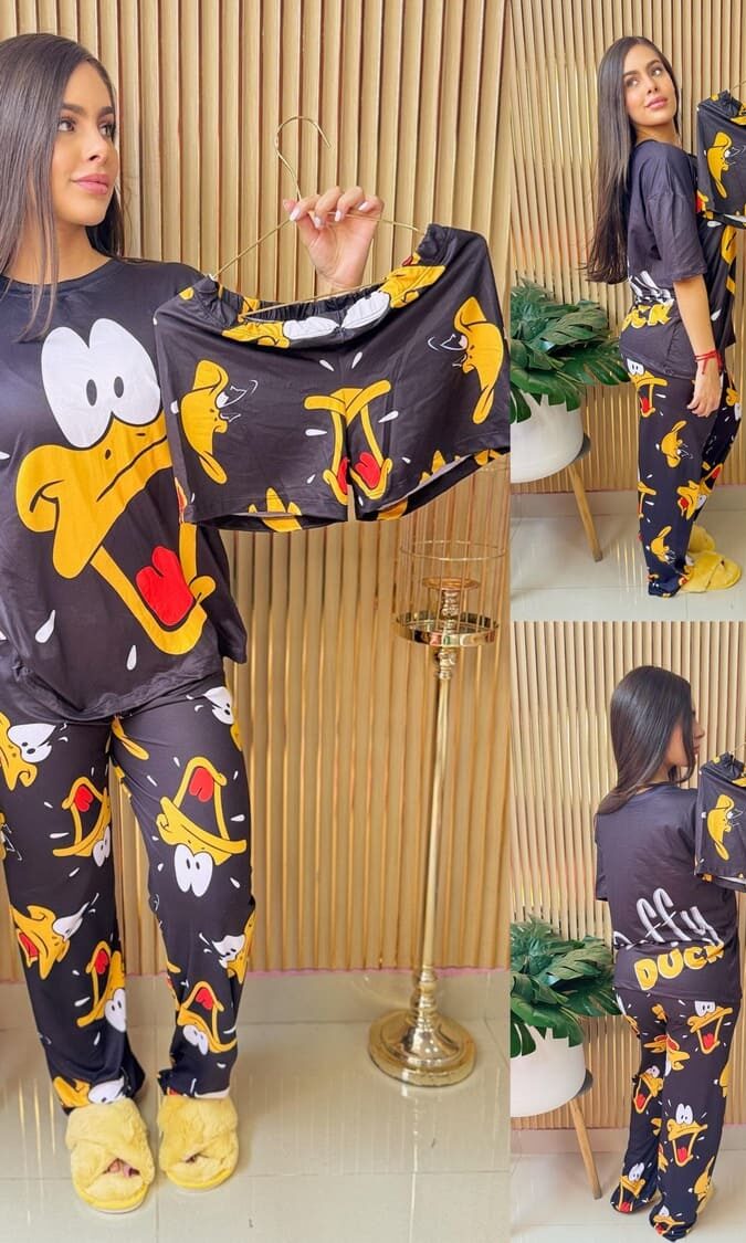 Pijama short camiseta y pantalón del pato Lucas para mujer
