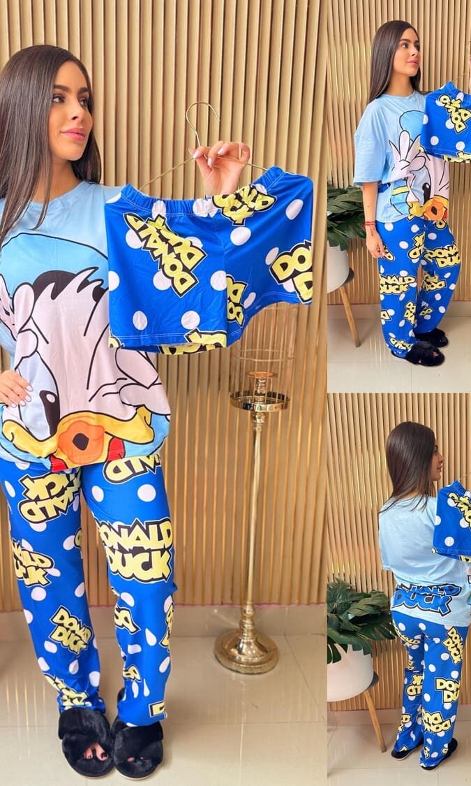 Pijama short camiseta y pantalón del pato Donald para mujer