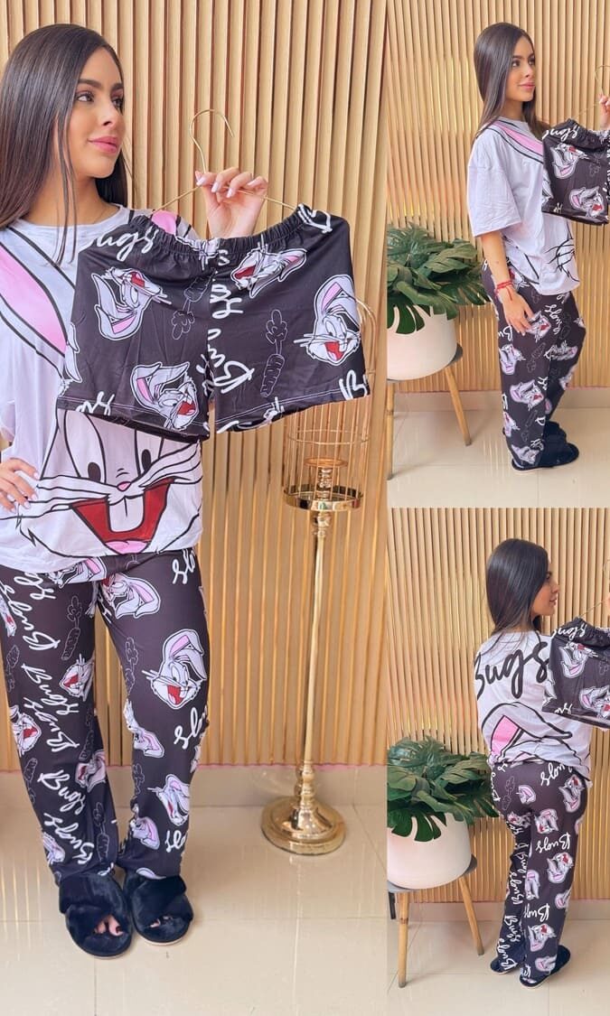 Pijama short camiseta y pantalón de Bugs Bunny para mujer