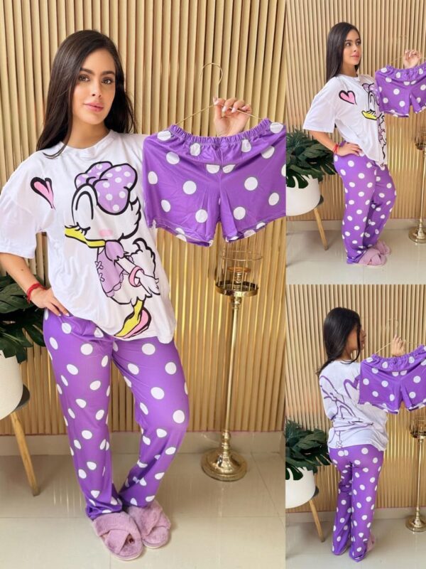 Pijama en conjunto short camiseta y pantalón de pata Daisy
