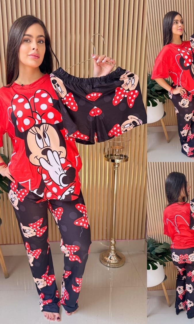 Pijama en conjunto short camiseta y pantalón de Minnie Mouse