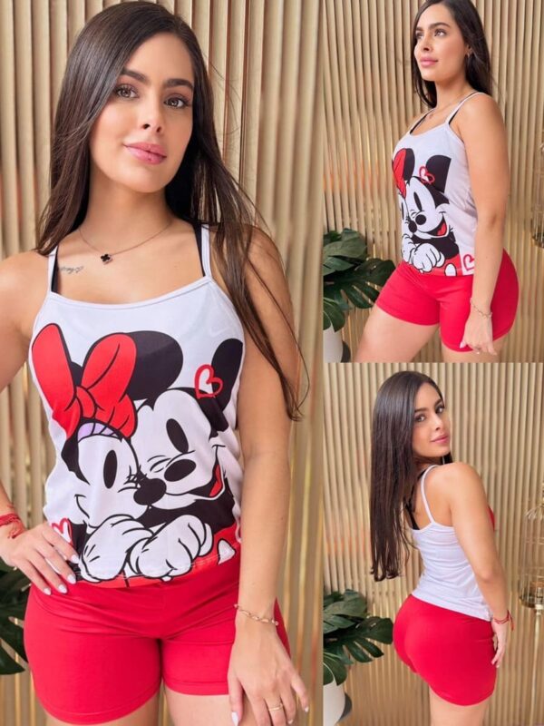Pijama short y camisilla para mujer de Minnie y Mickey