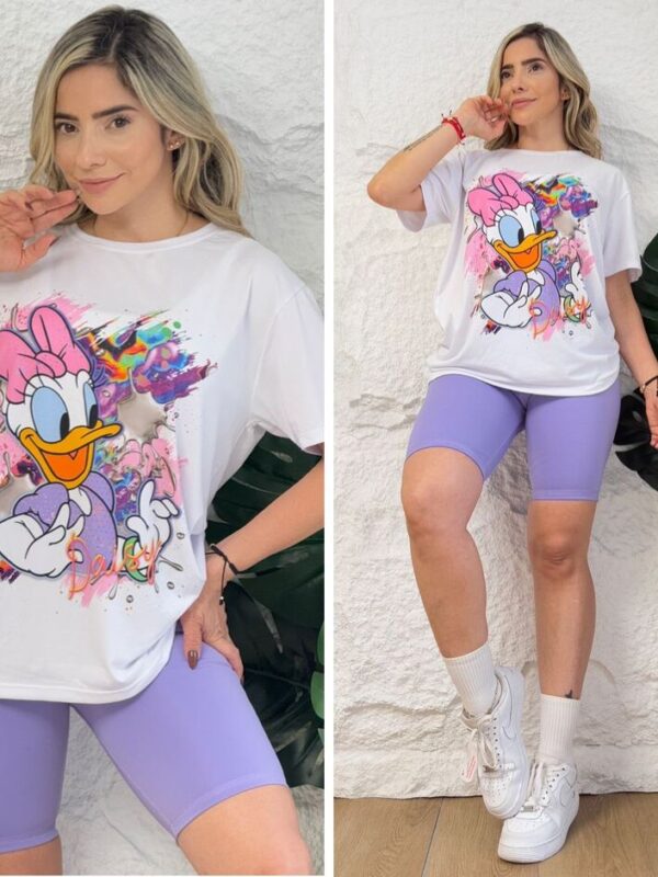 Conjunto deportivo para mujer biker y camiseta de pata Daisy