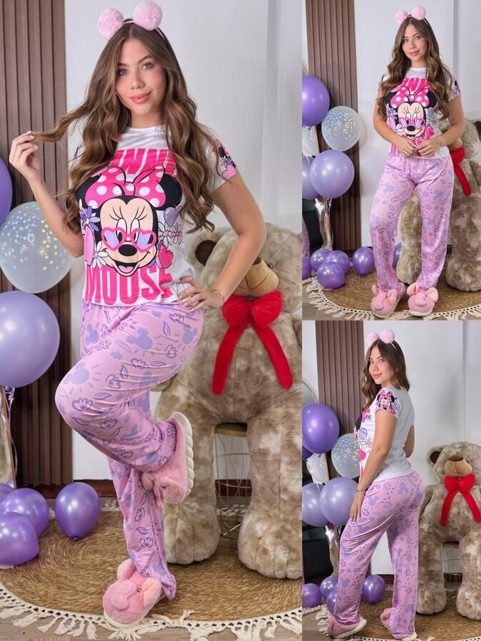 Pijama para mujer camiseta y pantalon de Minnie Mouse rosita