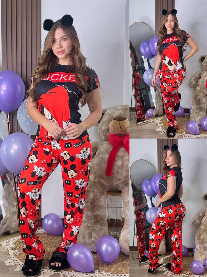 Pijama para mujer camiseta y pantalon de Mickey Mouse