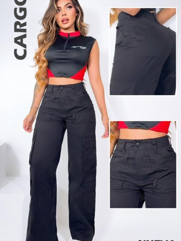 Pantalon tipo cargo drill para mujer