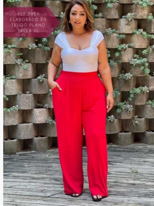 Pantalon suelto pluss size rojo para mujer