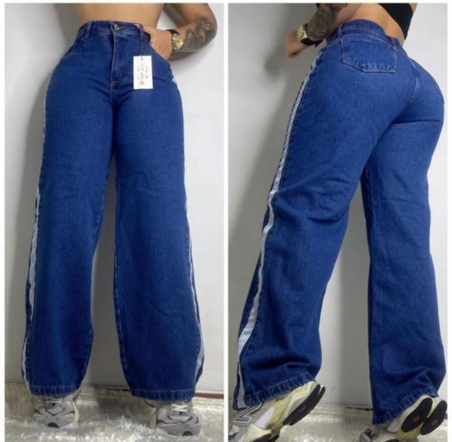 Jean wide leg con bandas laterales - Image 2