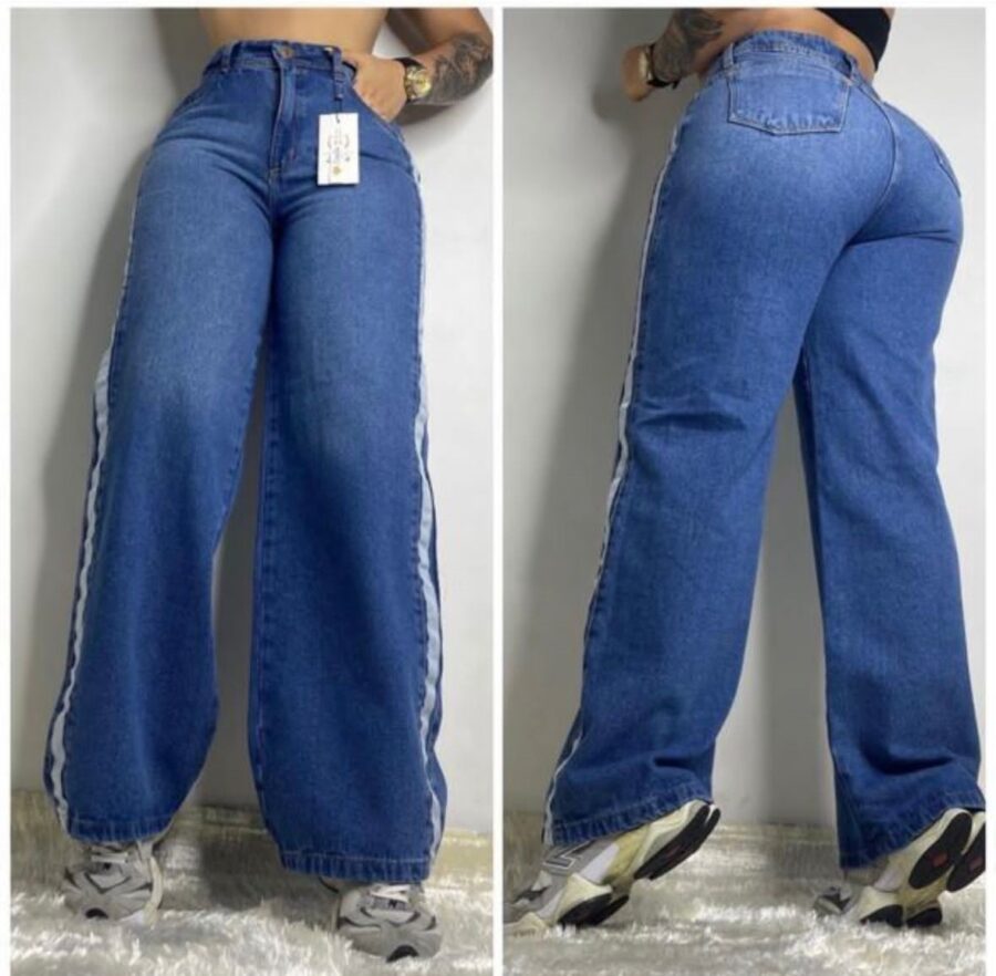 Jean wide leg con bandas laterales - Image 3