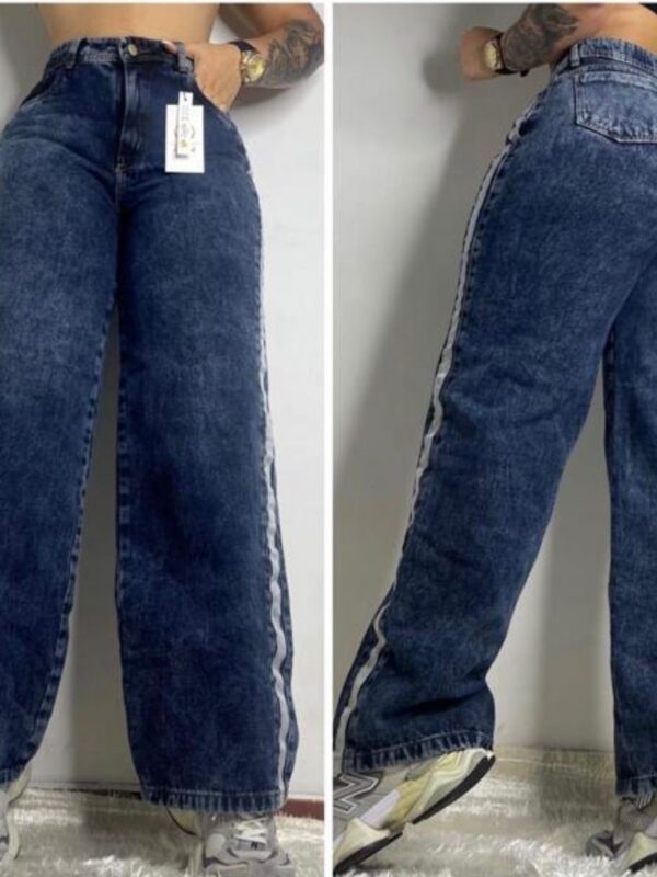 Jean wide leg tie dye con bandas laterales