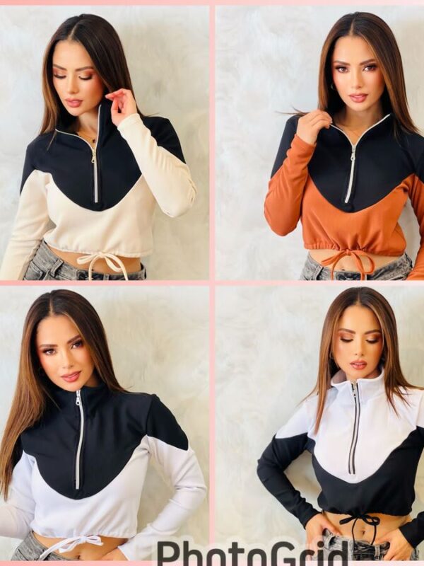 Buzo con cremallera y cordon ajustable talla unica para mujer