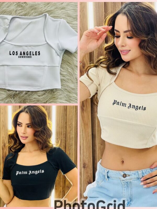 Crop top con escote cuadrado talla unica para mujer