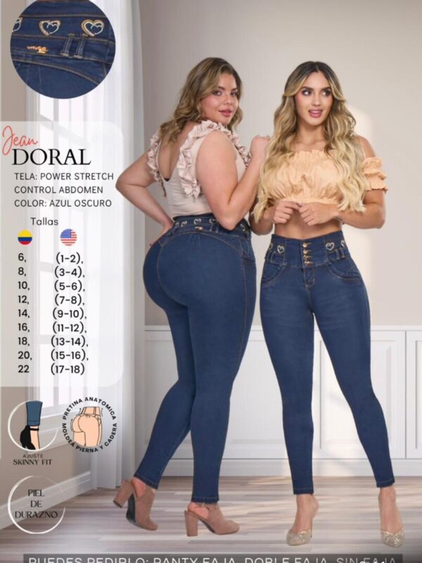Jean faja push up con tres botones para mujer