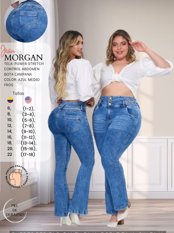 Jean doble faja push up bota campana para mujer