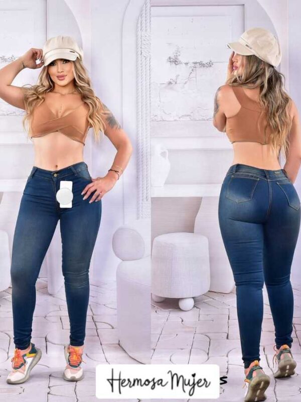 Jean push up para mujer entubado en denim licrado con bolsillos